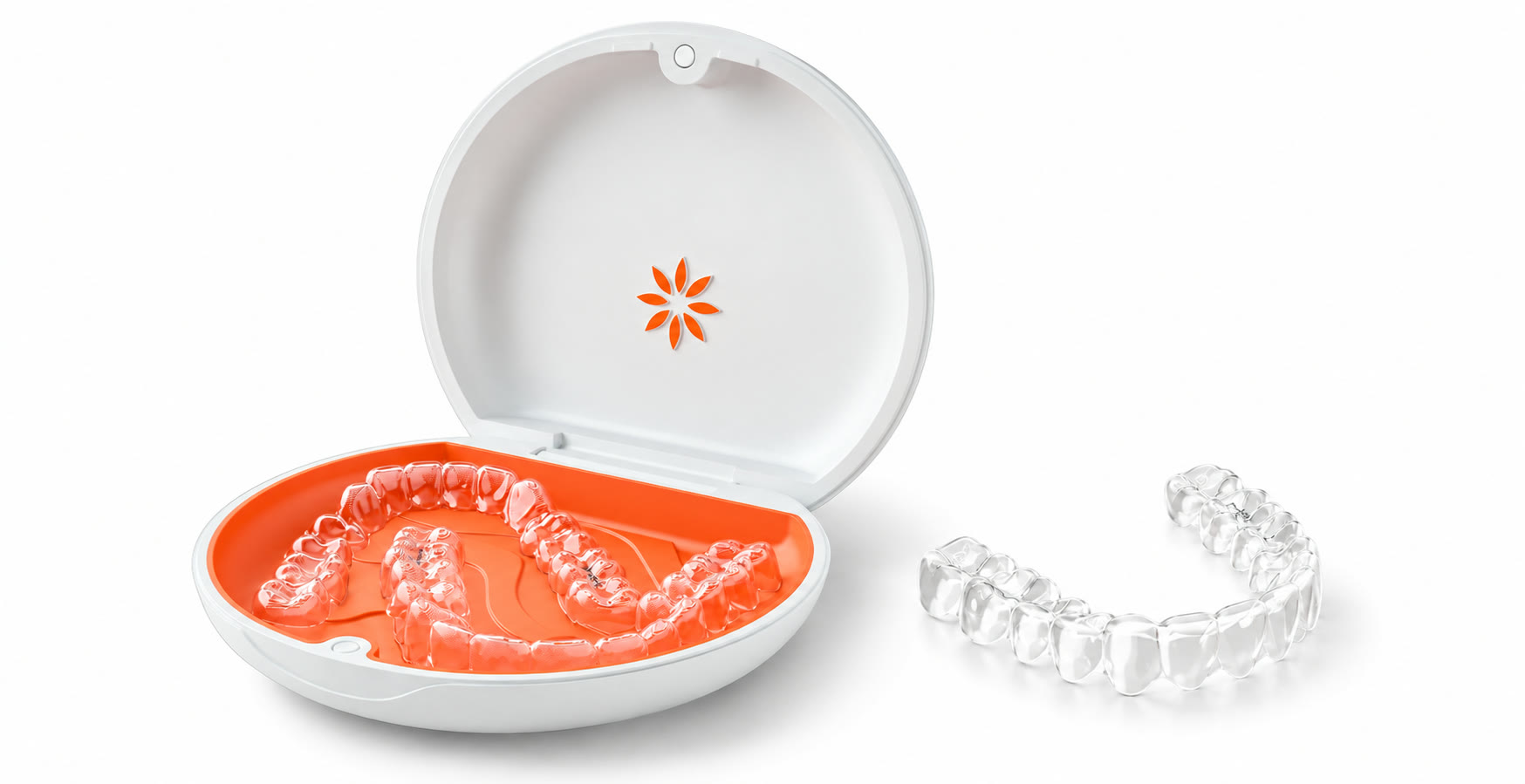 A Vivera clear retainer beside its case